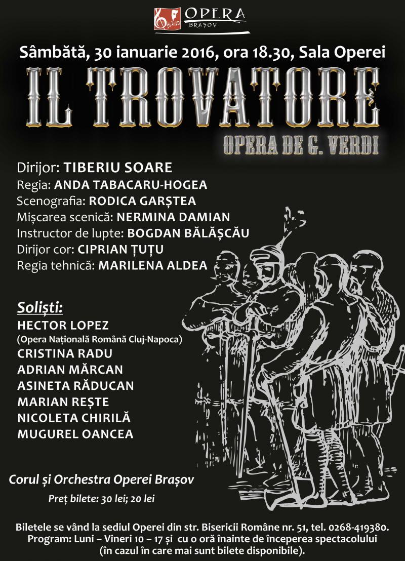 "Il Trovatore" încheie luna ianuarie la Opera Brașov