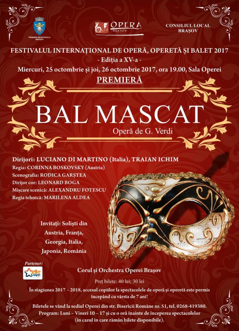 "Bal mascat", o nouă premieră în Festivalul Internațional de Operă,  Operetă și Balet 2017