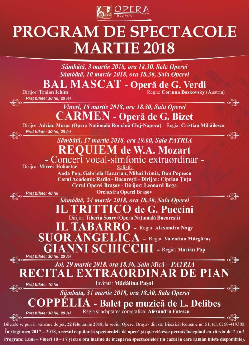 Program de spectacole - Martie 2018