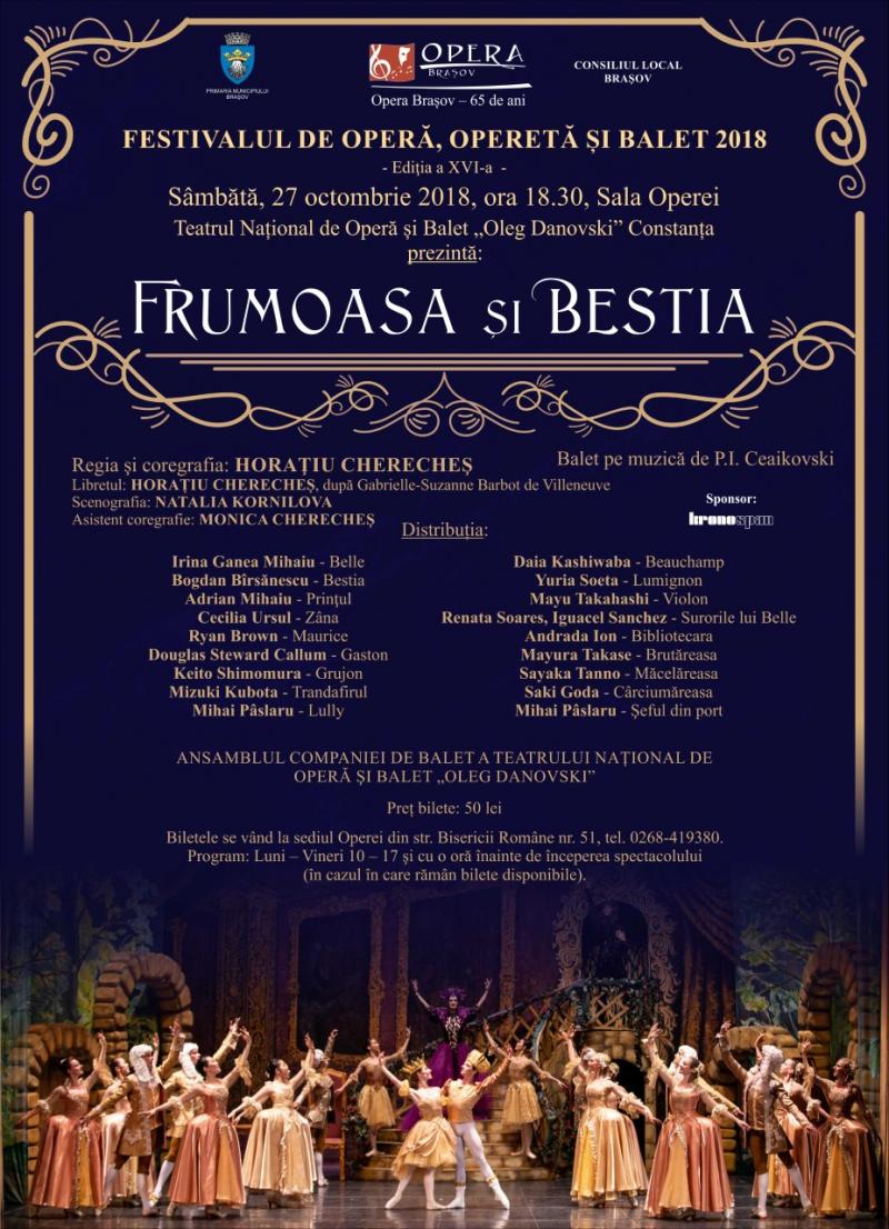 "Frumoasa și Bestia", spectacol extraordinar de balet în cadrul Festivalului de Operă, Operetă și Balet 2018