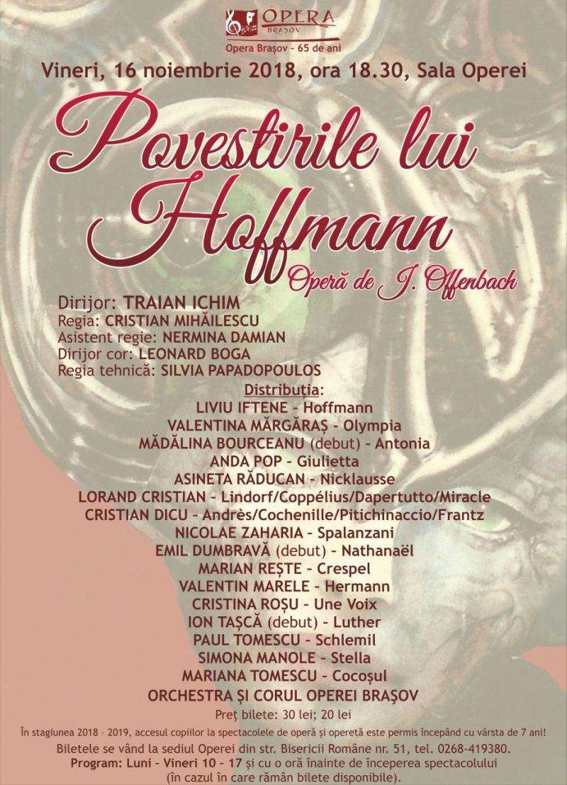 "Povestirile lui Hoffmann" vă așteaptă la Opera Brașov!