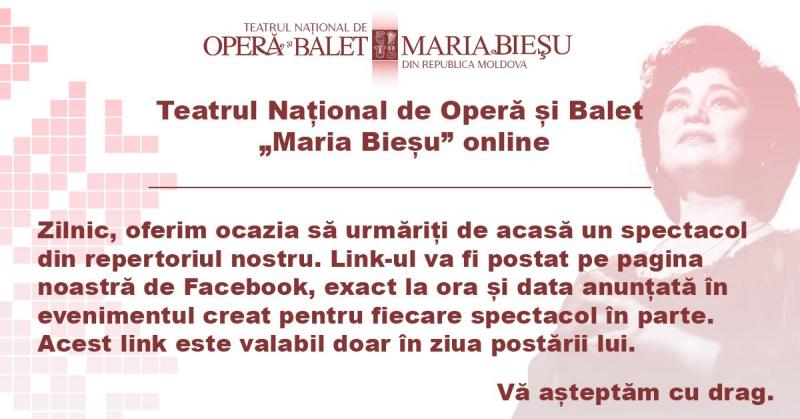 Transmisii online de la Opera din Chișinău