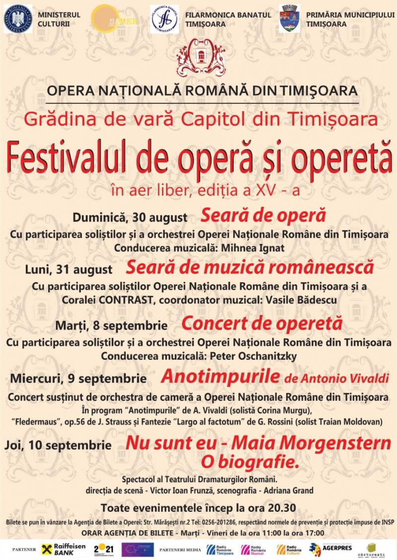 Festivalul de opera si opereta in aer liber, editia a XV-a, Timisoara