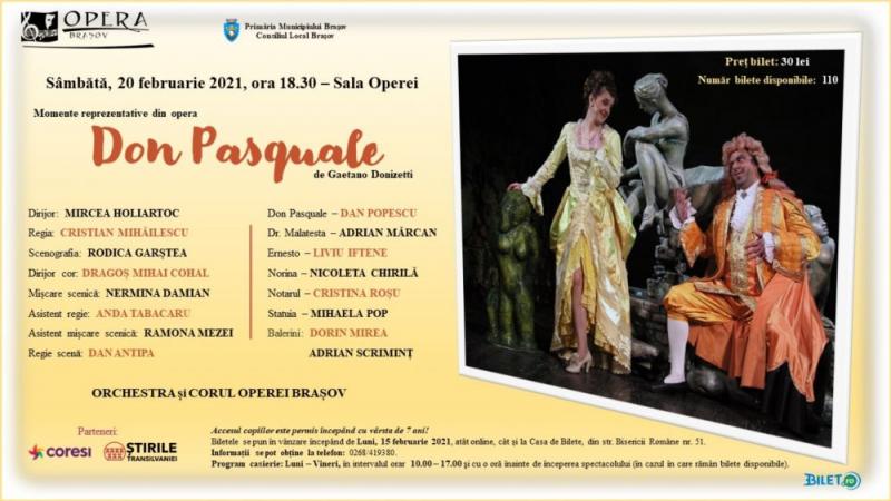 Opera „Don Pasquale” de G. Donizetti, primul spectacol în sală din acest an