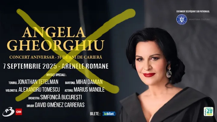 Concertul aniversar „Angela Gheorghiu - 35 de ani de excelență” a fost anulat din cauza interesului scăzut