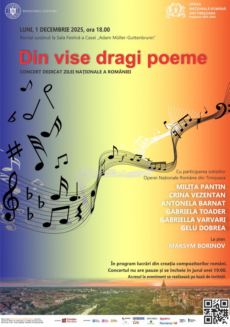 Din vise dragi poeme, recital dedicat Zilei Nationale a Romaniei