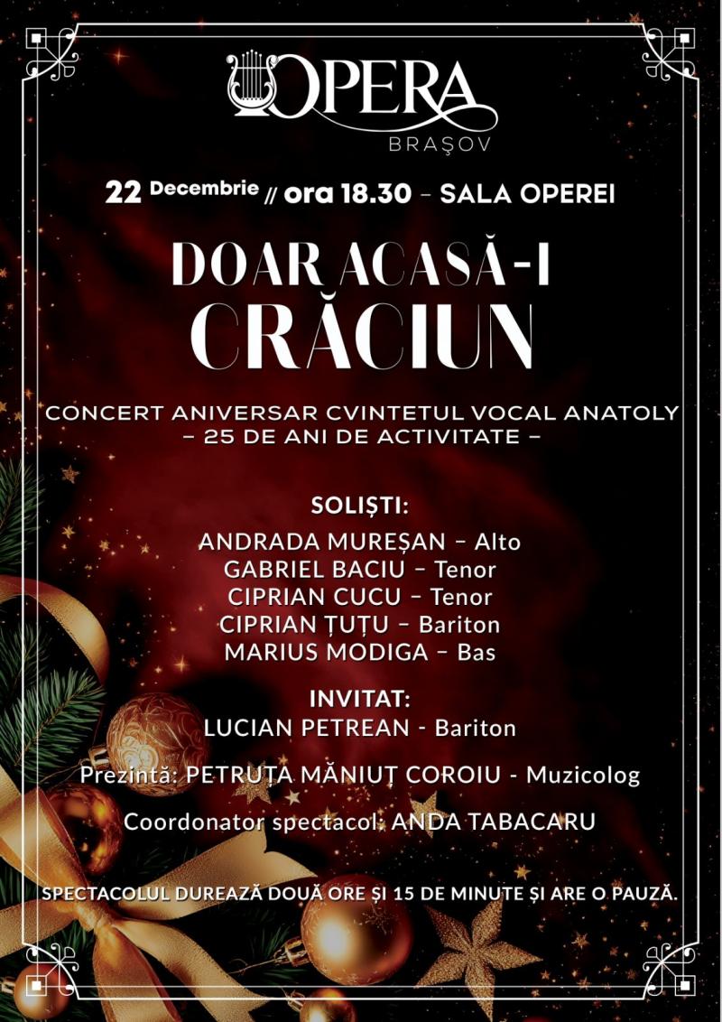 Cvintetul vocal Anatoly: 25 de ani de activitate,  sărbătoriți pe scena Operei Brașov