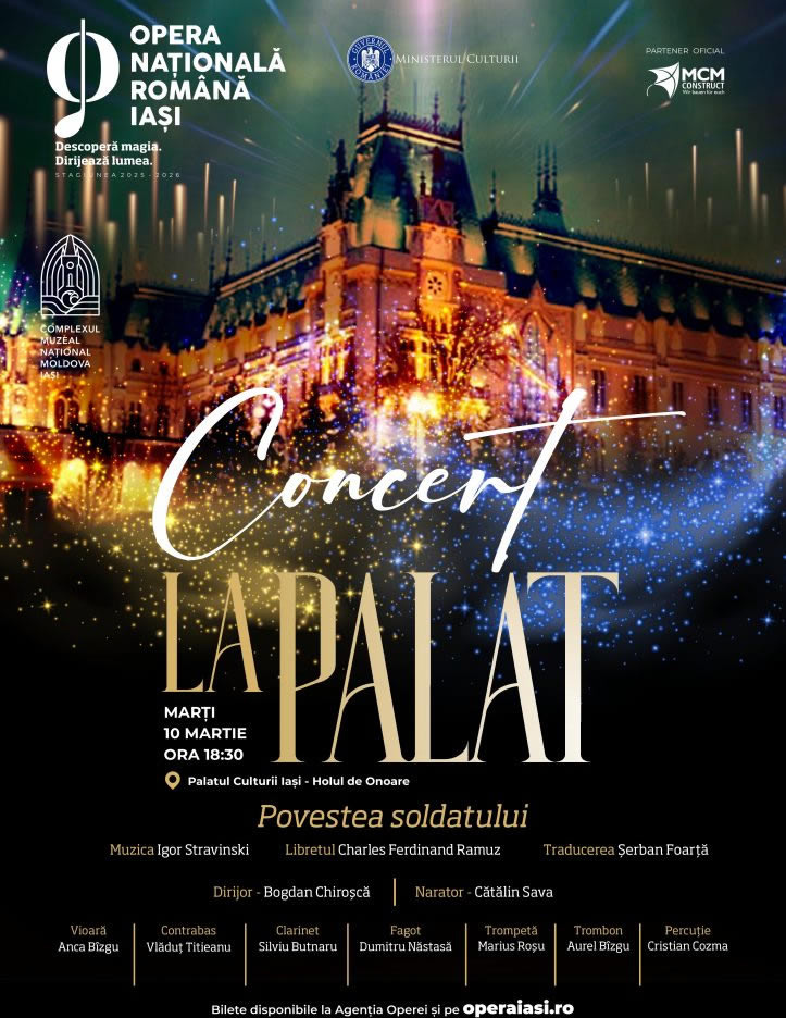 Concert inedit la Palatul Culturii: „Povestea soldatului” de Igor Stravinski