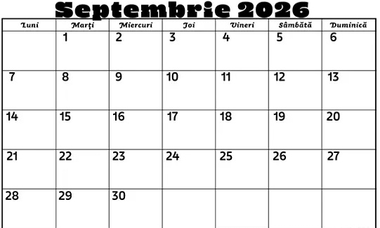 Program septembrie 2026