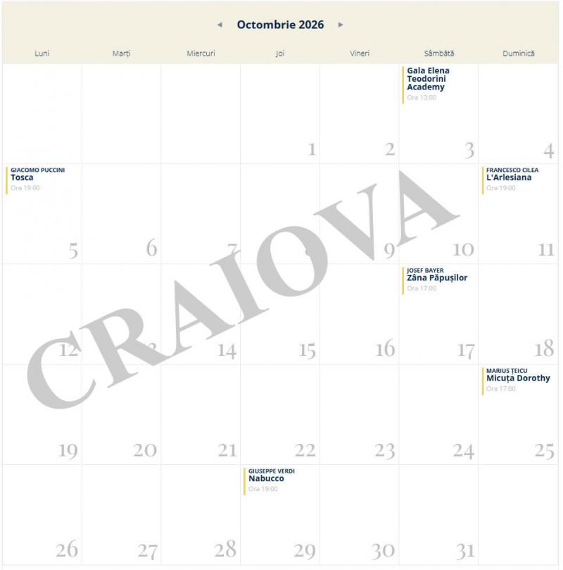 Program octombrie 2026, Craiova